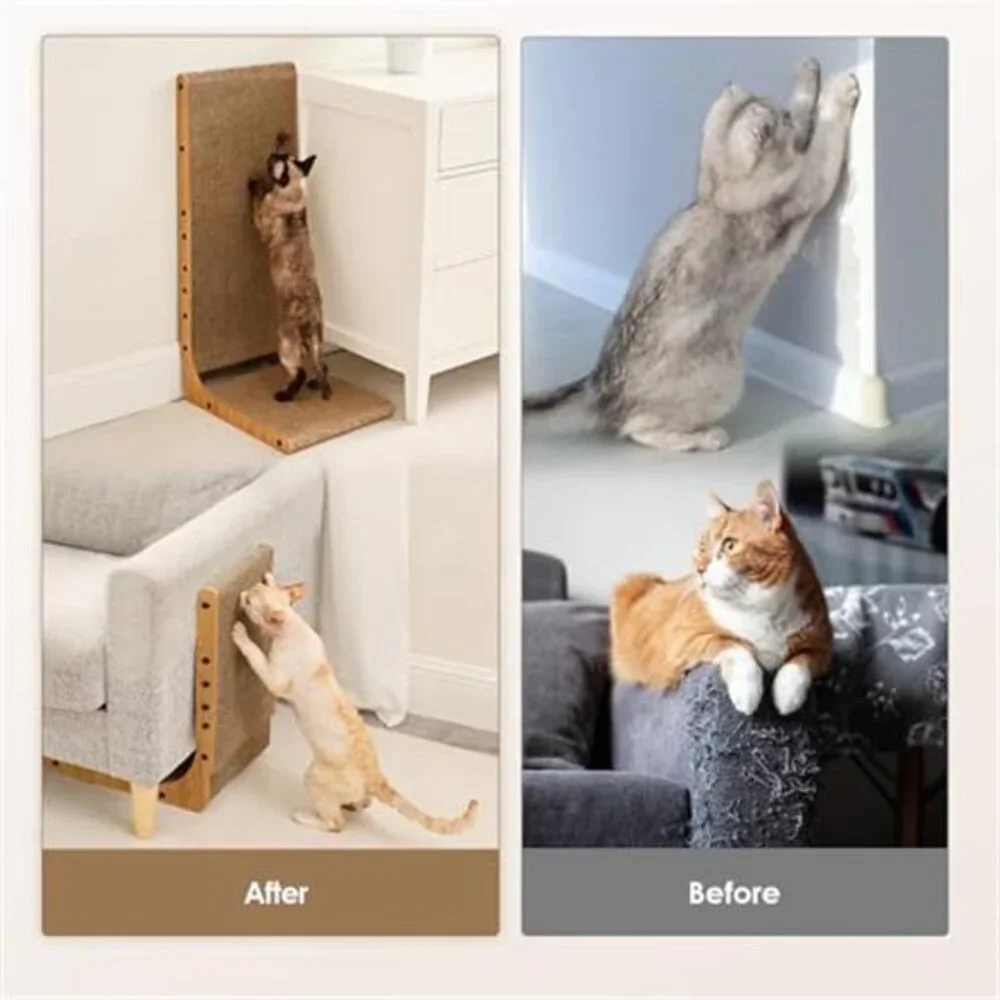 L shaped cat scratcher cardboard scratching board wall sofa toy ball cats